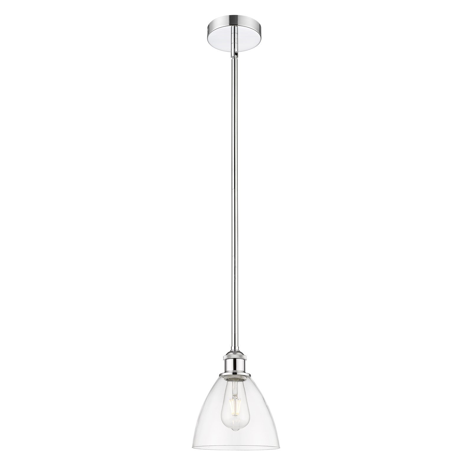 Innovations Bristol 7.5in 1-Light Mini Pendant | Industrial Polished Chrome Steel and Clear Glass | Kitchen Island & Dining | Model 616-1S-PC-GBD-752-LED