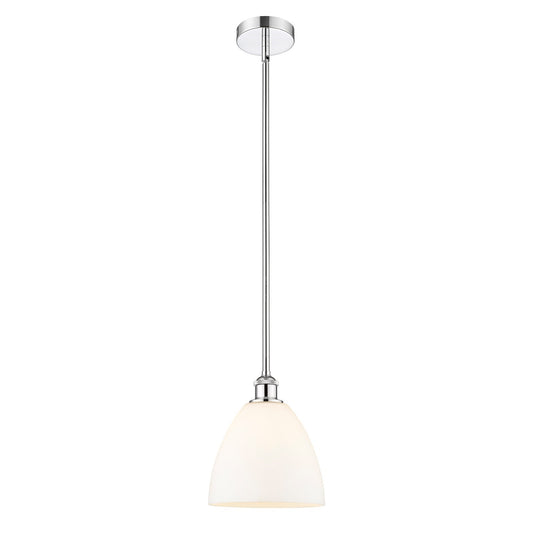 Innovations Bristol 9in 1-Light Mini Pendant | Industrial Polished Chrome and Matte White Glass | Kitchen Island & Dining Room | Model 616-1S-PC-GBD-91
