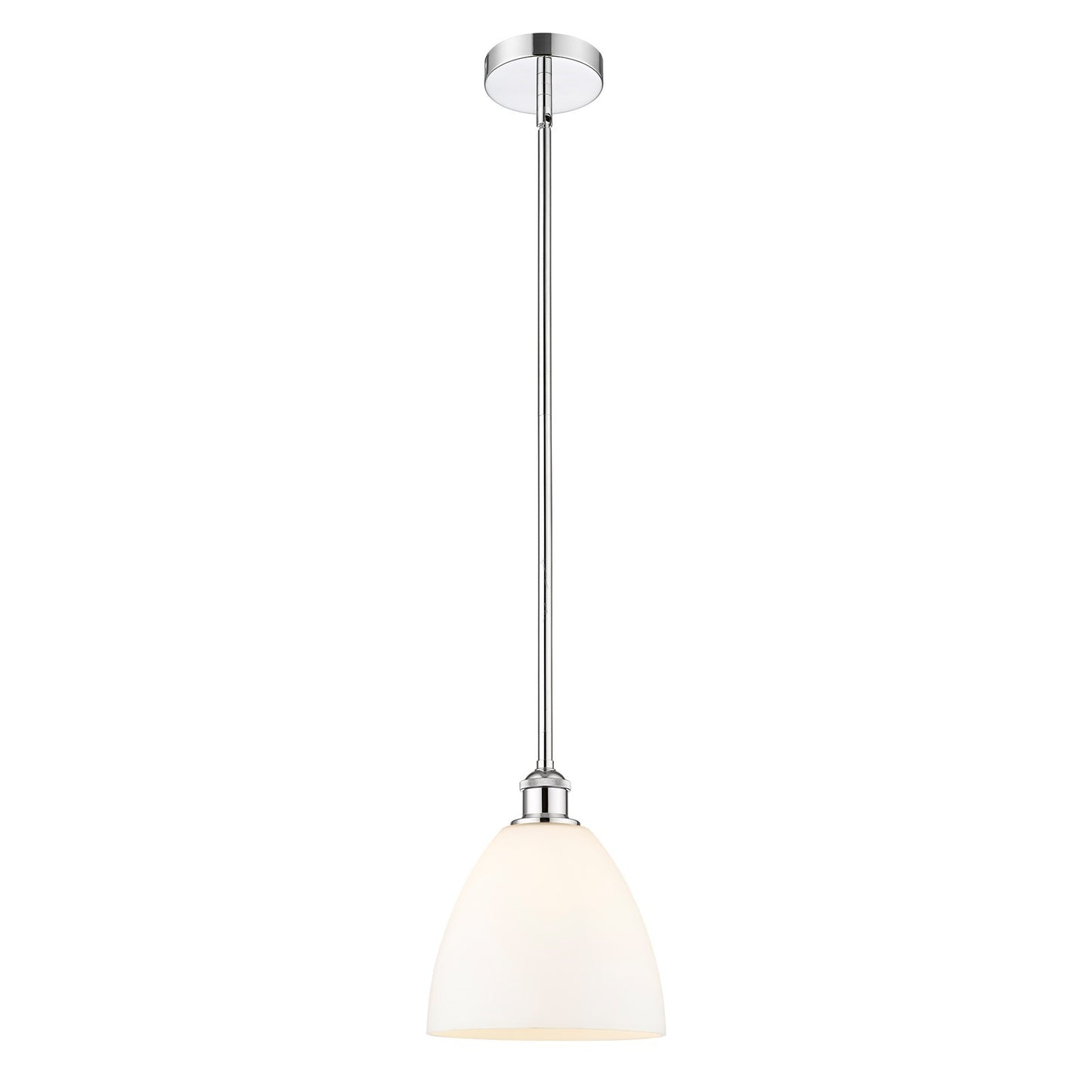 Innovations Bristol 9in 1-Light Mini Pendant | Industrial Polished Chrome and Matte White Glass | Kitchen Island & Dining | Model 616-1S-PC-GBD-91-LED