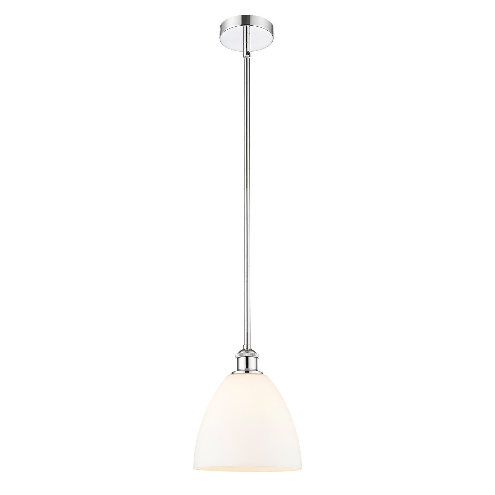 Innovations Bristol 9in 1-Light Mini Pendant | Industrial Polished Chrome and Matte White Glass | Kitchen Island & Dining | Model 616-1S-PC-GBD-91-LED