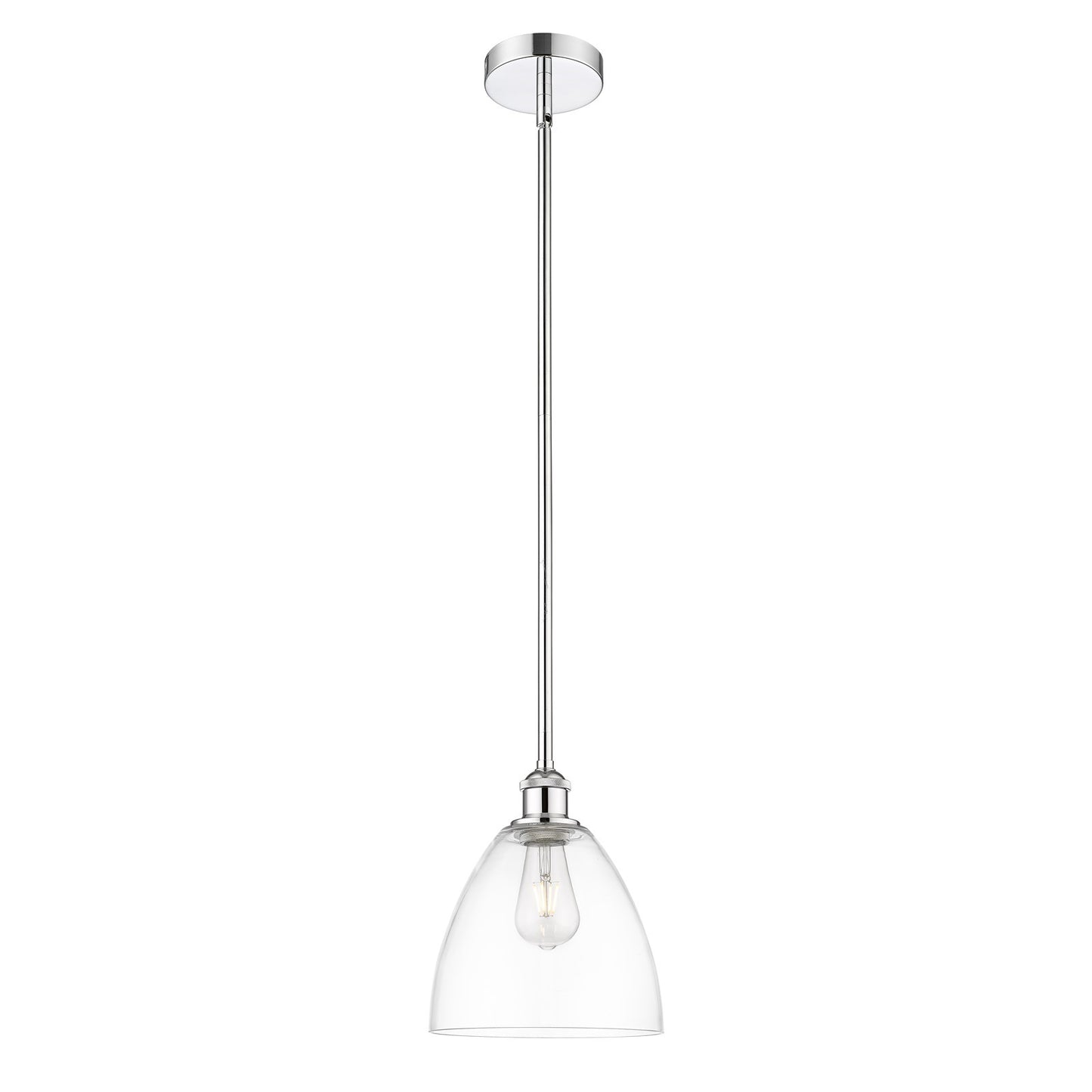 Innovations Bristol 9in 1-Light Mini Pendant | Industrial Polished Chrome and Clear Glass | Kitchen Island & Dining Room | 9 x 9 | Model 616-1S-PC-GBD-92