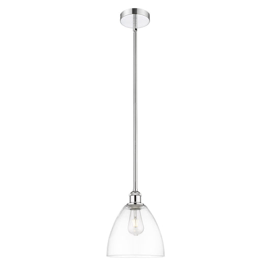 Innovations Bristol 9in 1-Light Mini Pendant | Industrial Polished Chrome Steel and Clear Glass | Kitchen Island & Dining | Model 616-1S-PC-GBD-92-LED