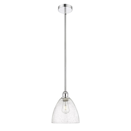 Innovations Bristol 9in 1-Light Mini Pendant | Industrial Polished Chrome Steel and Seedy Glass Dome | Kitchen Island & Dining | Model 616-1S-PC-GBD-94
