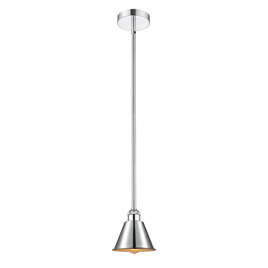 Innovations Smithfield 7in 1-Light Mini Pendant | Industrial Farmhouse Polished Chrome and Metal Shade | Kitchen Island | 6.5 x | Model 616-1S-PC-M8-LED