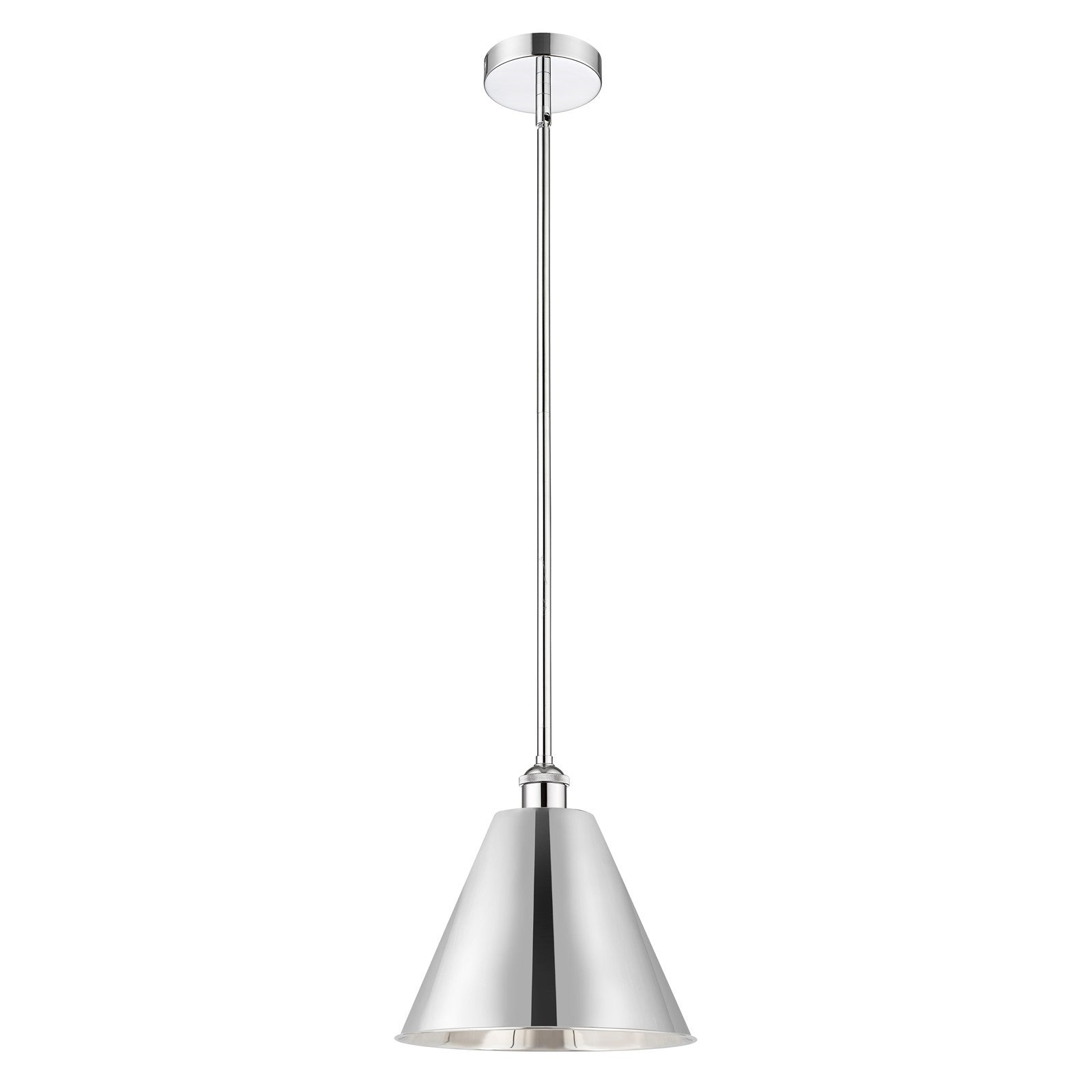 Innovations Berkshire 12in 1-Light Mini Pendant | Industrial Polished Chrome Steel and Metal | Kitchen Island & Dining | Model 616-1S-PC-MBC-12-PC-LED