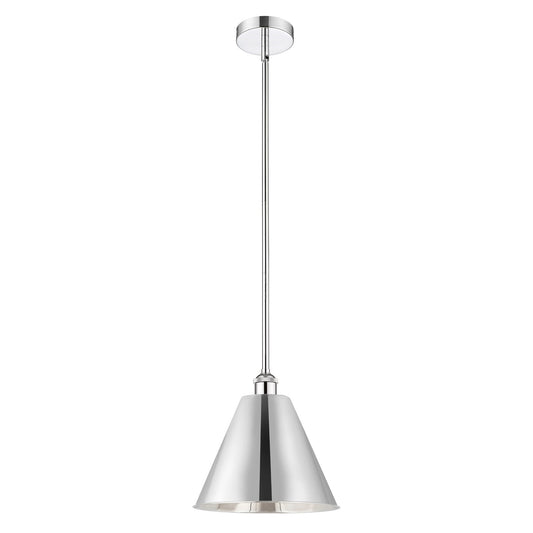 Innovations Berkshire 12in 1-Light Mini Pendant | Industrial Polished Chrome Steel and Metal | Kitchen Island & Dining | Model 616-1S-PC-MBC-12-PC-LED