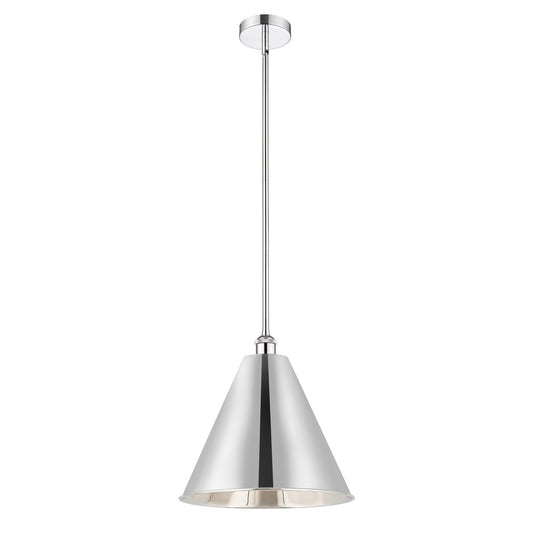 Innovations Berkshire Metal 16in 1-Light Mini Pendant | Industrial Polished Chrome Steel and Cast Brass Metal Shade | Kitchen | Model 616-1S-PC-MBC-16-PC