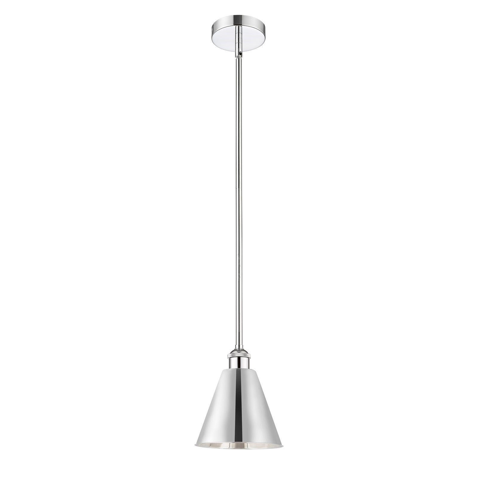 Innovations Berkshire 8in 1-Light Mini Pendant | Industrial Polished Chrome Steel and Cast Brass Metal Shade | Kitchen Island & | Model 616-1S-PC-MBC-8-PC