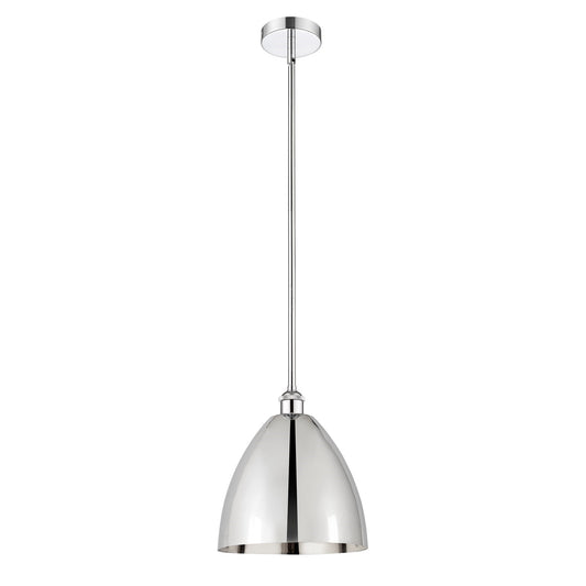 Innovations Bristol 12in 1-Light Mini Pendant | Industrial Farmhouse Polished Chrome Steel and Metal Shade | Kitchen | Model 616-1S-PC-MBD-12-PC-LED