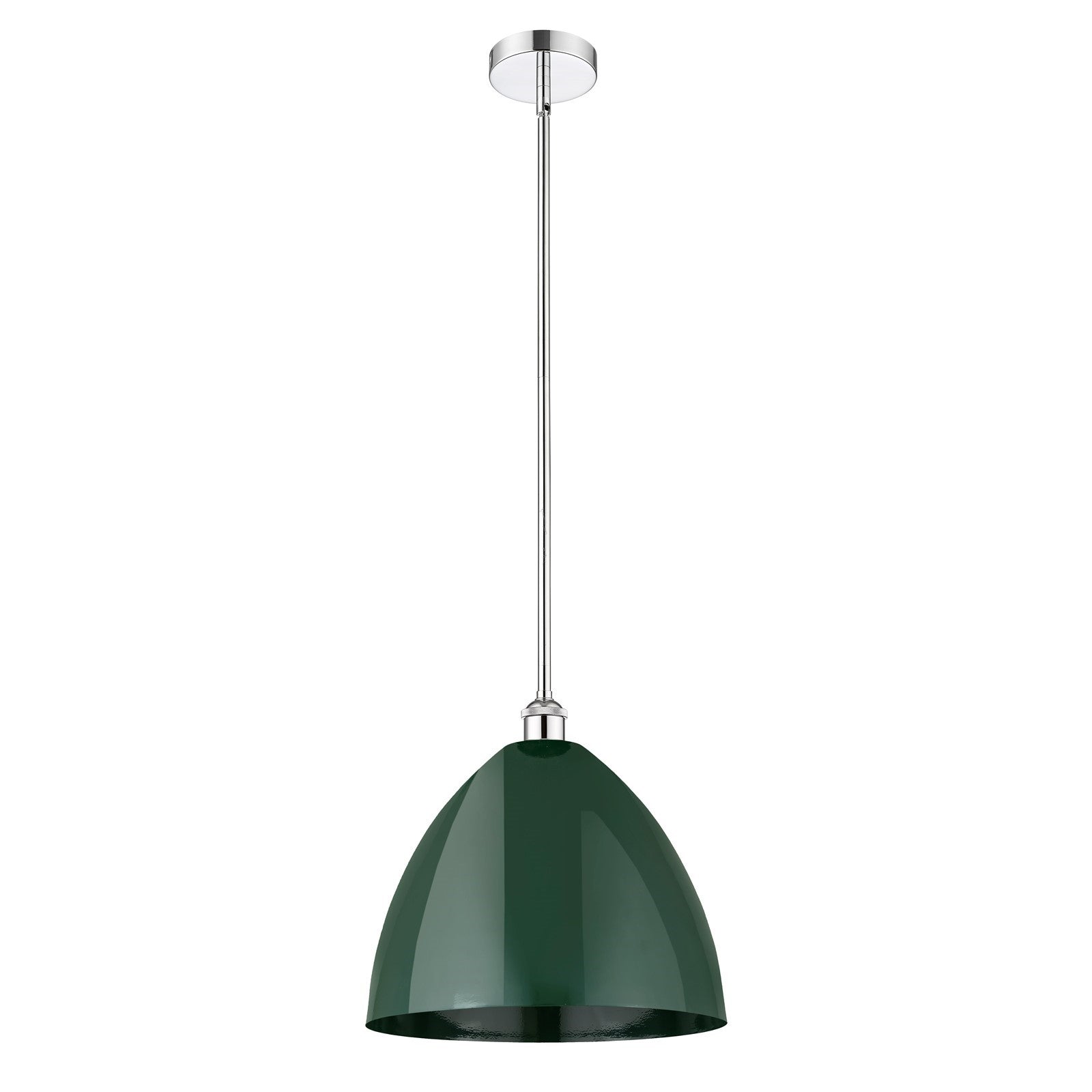 Innovations Plymouth 16in 1-Light Mini Pendant | Industrial Polished Chrome and Matte Green Metal Shade | Kitchen Island & | Model 616-1S-PC-MBD-16-GR