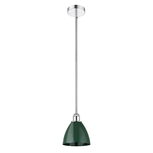 Innovations Plymouth 1-Light Mini Pendant | Industrial Farmhouse Polished Chrome and Matte Green Metal | Kitchen Island & | Model 616-1S-PC-MBD-75-GR