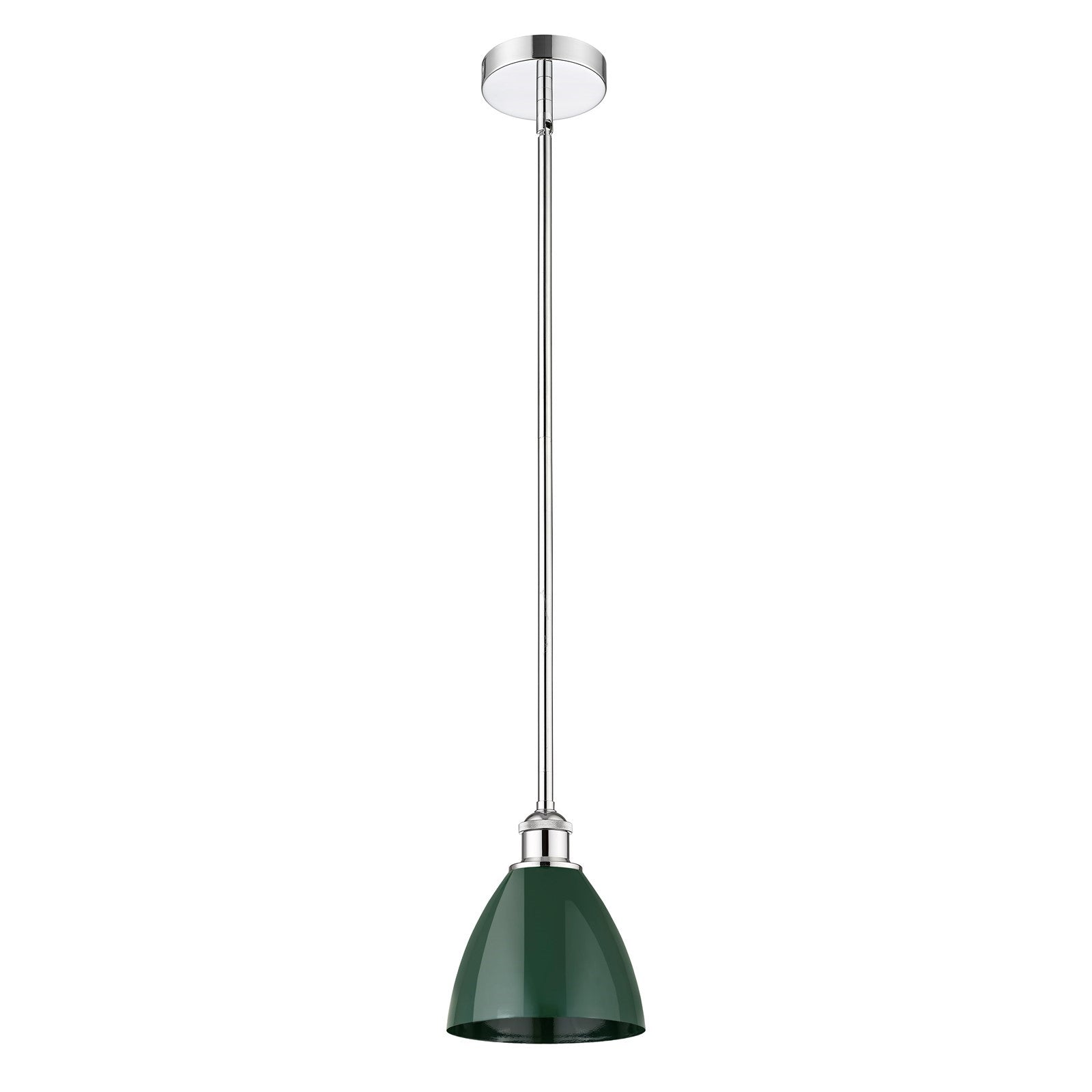 Innovations Plymouth 1-Light Mini Pendant | Industrial Farmhouse Polished Chrome and Matte Green Metal Shade | Kitchen | Model 616-1S-PC-MBD-75-GR-LED