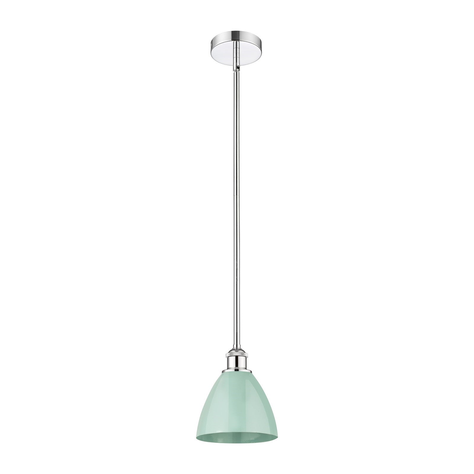 Innovations Plymouth 7.5in 1-Light Mini Pendant | Industrial Farmhouse Polished Chrome and Matte Seafoam Metal | Kitchen | Model 616-1S-PC-MBD-75-SF-LED