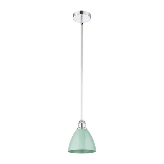 Innovations Plymouth 7.5in 1-Light Mini Pendant | Industrial Farmhouse Polished Chrome and Matte Seafoam Metal | Kitchen | Model 616-1S-PC-MBD-75-SF-LED