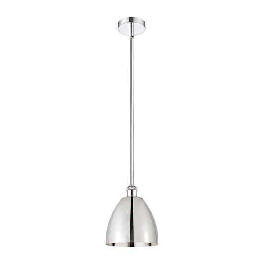 Innovations Bristol 9in 1-Light Mini Pendant | Industrial Farmhouse Polished Chrome Steel and Metal Shade | Kitchen Island & | Model 616-1S-PC-MBD-9-PC