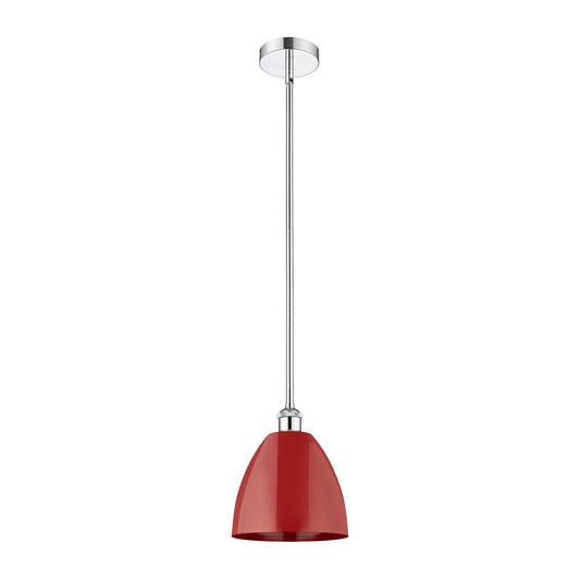 Innovations Plymouth 9in 1-Light Mini Pendant | Industrial Polished Chrome Steel and Matte Red Metal | Kitchen Island & | Model 616-1S-PC-MBD-9-RD-LED