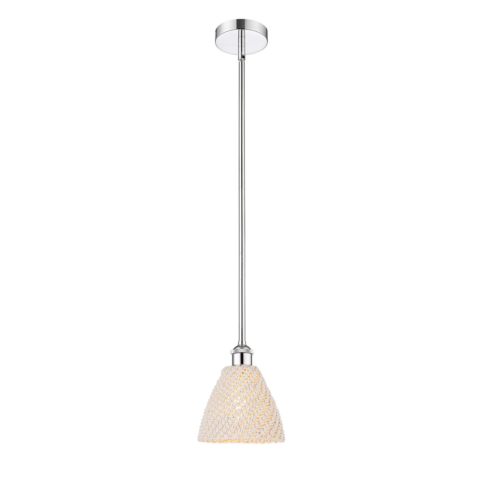 Innovations Bristol Natural 8in 1-Light Mini Pendant | Farmhouse Polished Chrome and Natural Fiber Dome Shade | Kitchen | Model 616-1S-PC-NBD-75-NAT