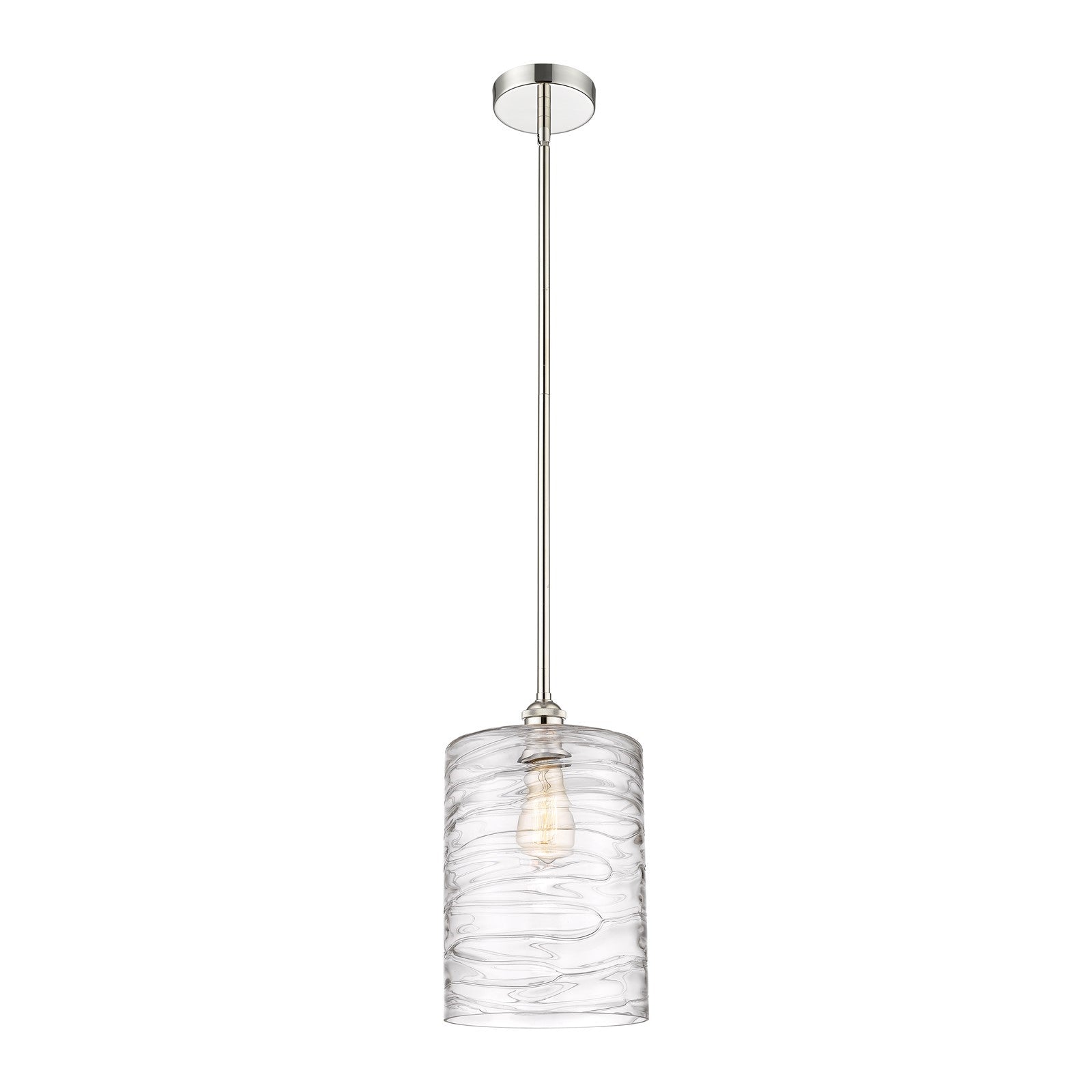 Innovations Cobbleskill 9in 1-Light Mini Pendant | Art Nouveau Polished Nickel and Clear Deco Swirl Glass | Kitchen Island & | Model 616-1S-PN-G1113-L