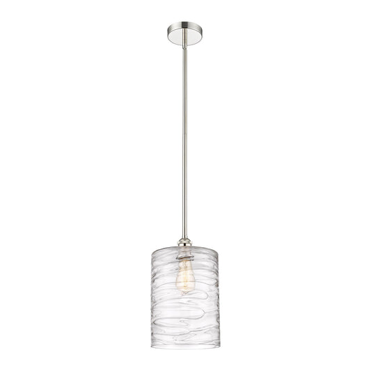 Innovations Cobbleskill 9in 1-Light Mini Pendant | Art Nouveau Polished Nickel and Clear Deco Swirl Glass | Kitchen Island & | Model 616-1S-PN-G1113-L