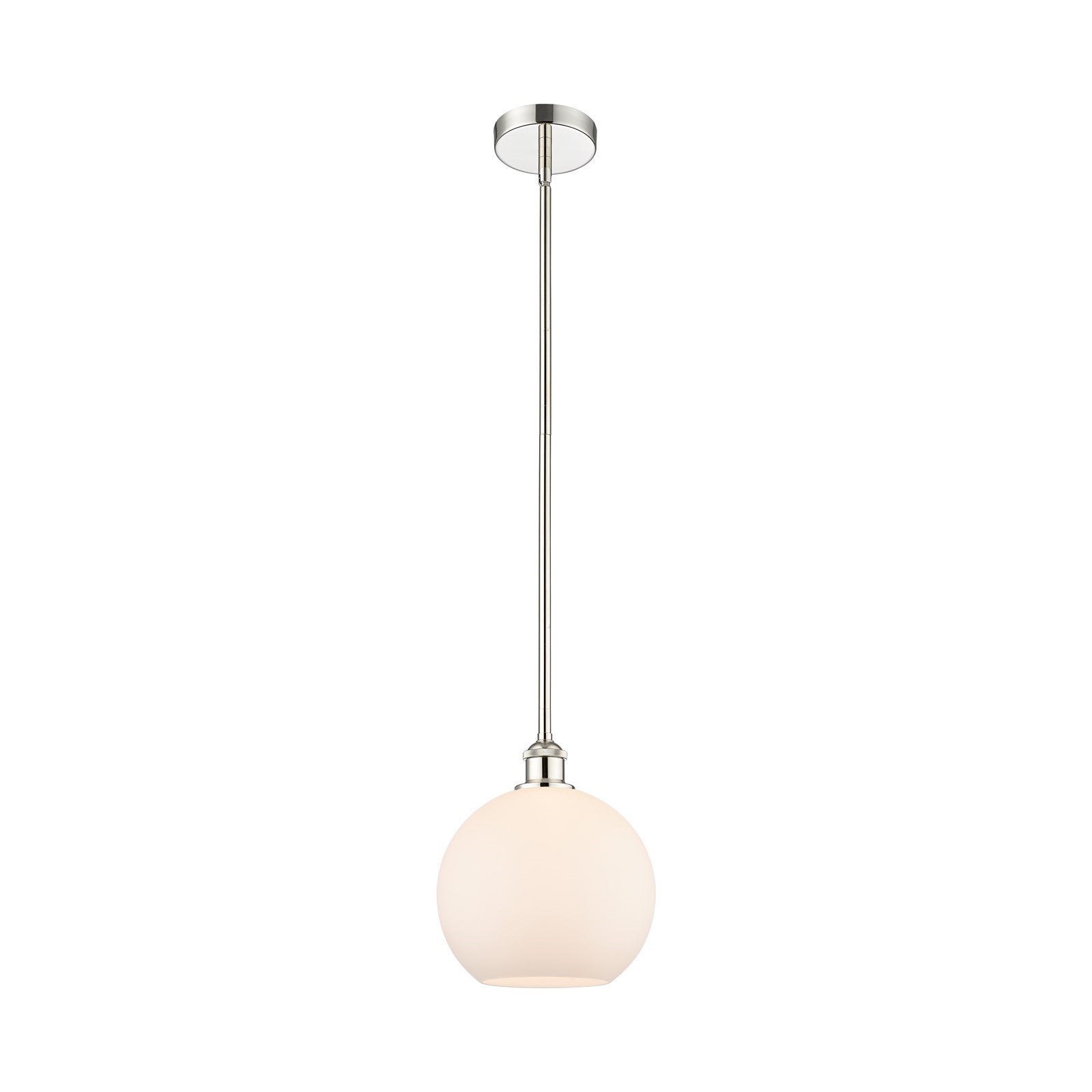 Innovations Athens 10in 1-Light Mini Pendant | Industrial Polished Nickel and Matte White Glass | Kitchen Island & Dining Room | Model 616-1S-PN-G121-10