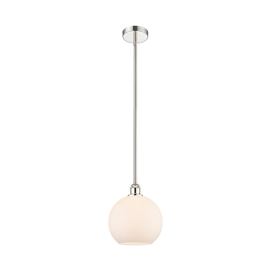 Innovations Athens 10in 1-Light Mini Pendant | Industrial Polished Nickel and Matte White Glass | Kitchen Island & Dining Room | Model 616-1S-PN-G121-10