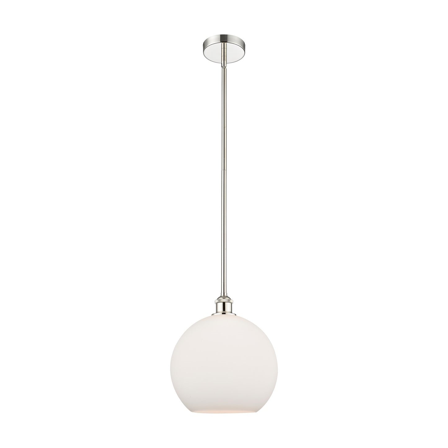 Innovations Athens 12in 1-Light Mini Pendant | Industrial Polished Nickel Steel and Matte White Glass | Kitchen Island & Dining | Model 616-1S-PN-G121-12