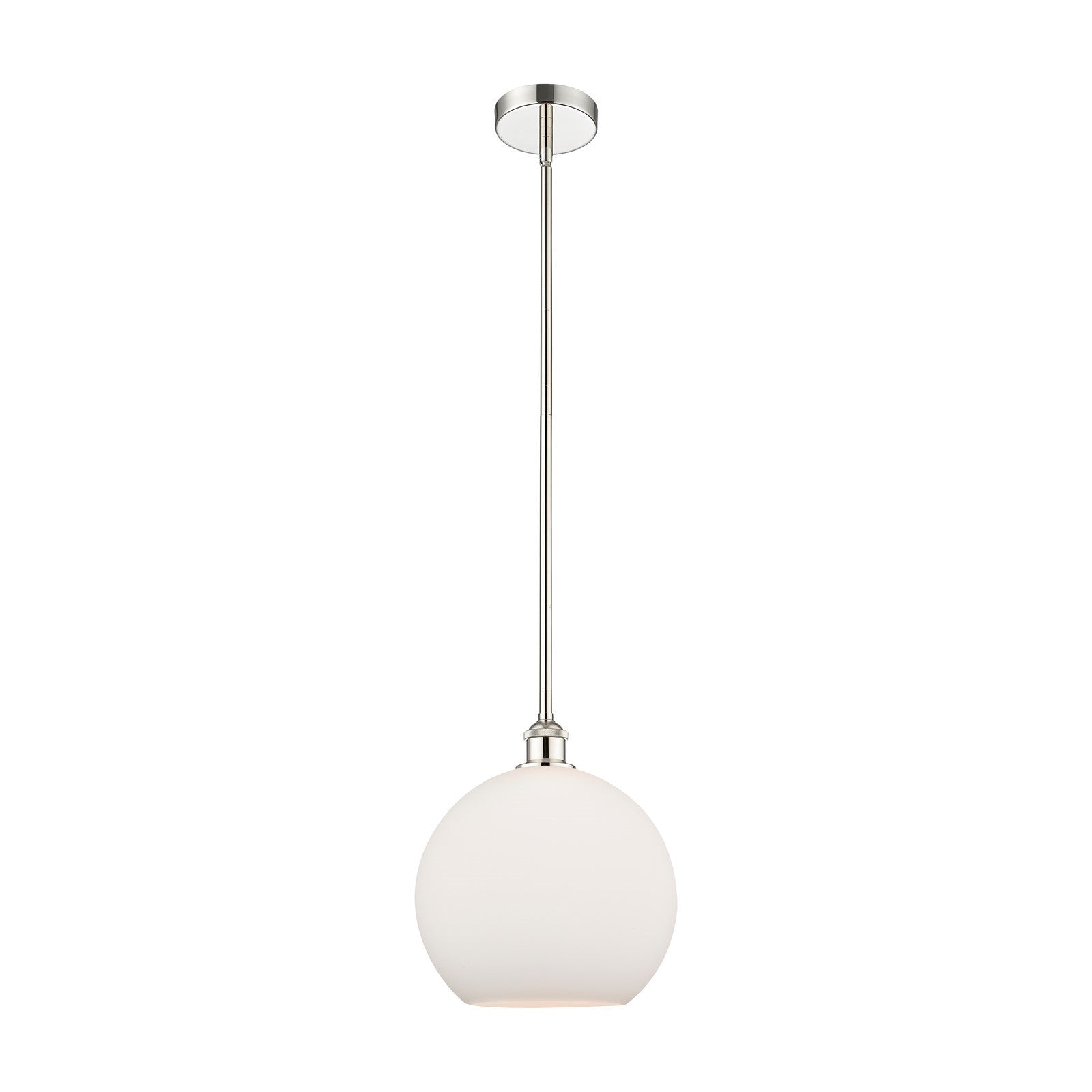 Innovations Athens 12in 1-Light Mini Pendant | Industrial Polished Nickel Steel and Matte White Glass | Kitchen Island & Dining | Model 616-1S-PN-G121-12
