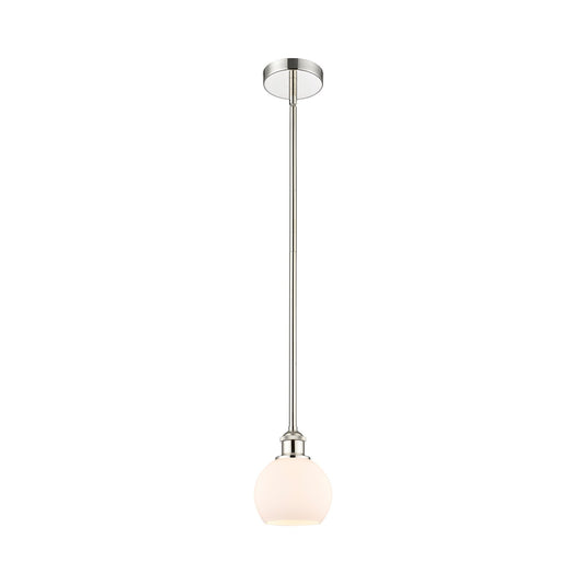Innovations Athens 6in 1-Light Mini Pendant | Industrial Polished Nickel and Matte White Glass | Kitchen Island & Dining Room | Model 616-1S-PN-G121-6