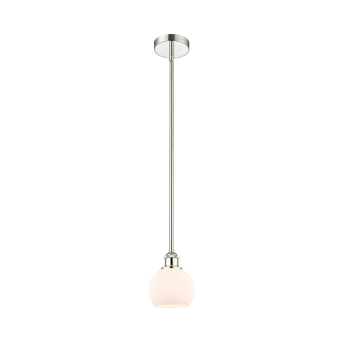 Innovations Athens 6in 1-Light Mini Pendant | Industrial Polished Nickel and Matte White Glass | Kitchen Island & Dining Room | Model 616-1S-PN-G121-6