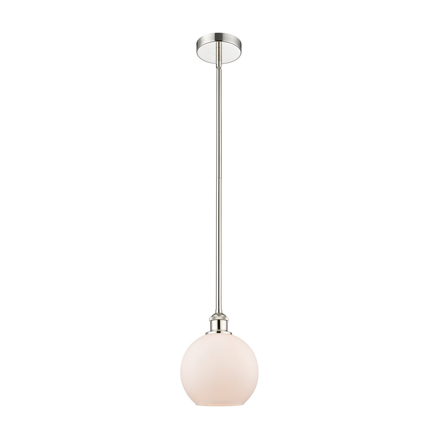 Innovations Athens 8in 1-Light Mini Pendant | Industrial Polished Nickel and Matte White Frosted Glass | Kitchen Island & | Model 616-1S-PN-G121-8-LED