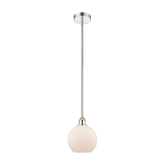 Innovations Athens 8in 1-Light Mini Pendant | Industrial Polished Nickel and Matte White Frosted Glass | Kitchen Island & | Model 616-1S-PN-G121-8-LED