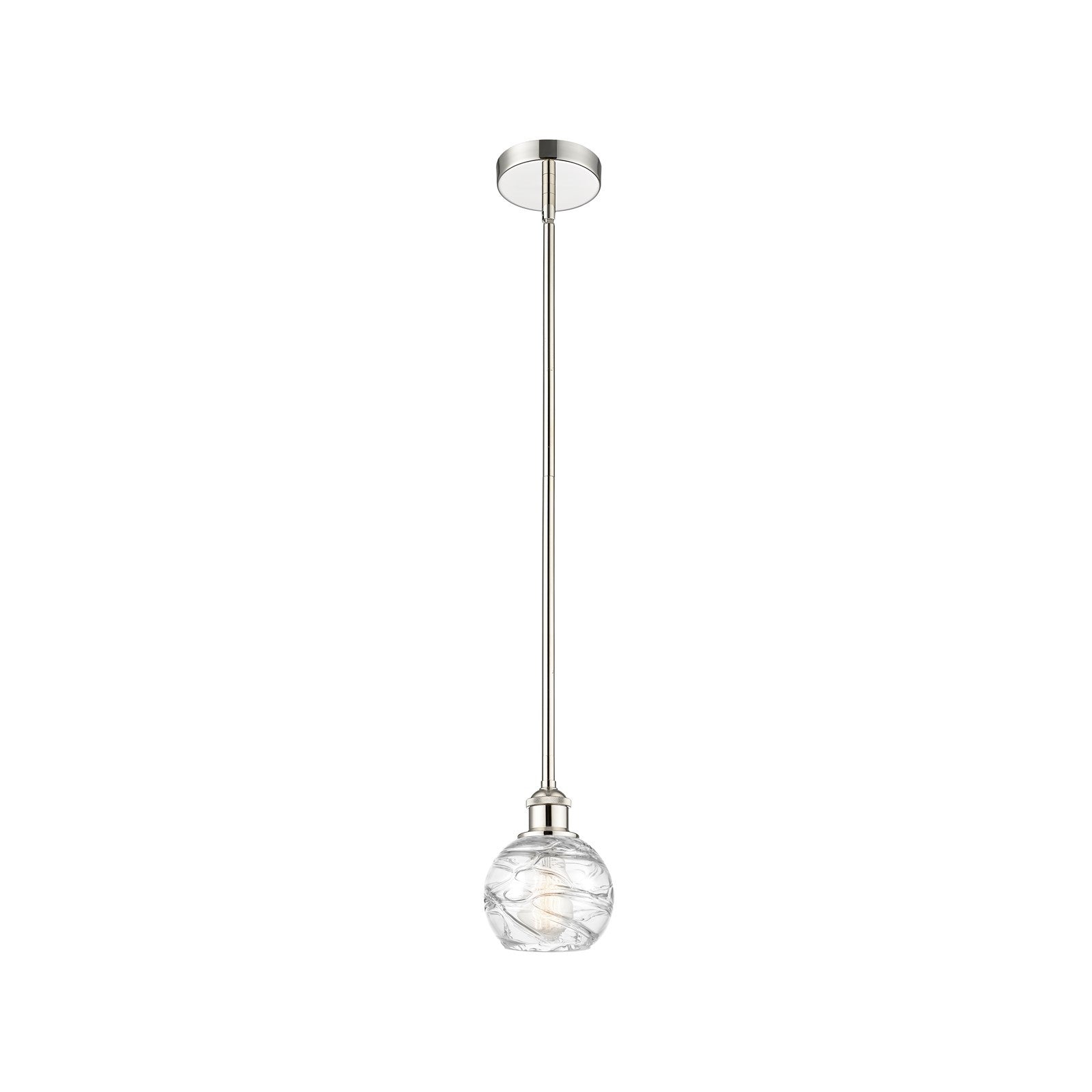 Innovations Athens Deco Swirl 6in 1-Light Mini Pendant | Industrial Polished Nickel Steel and Clear Deco Swirl Glass | Kitchen | Model 616-1S-PN-G1213-6CL