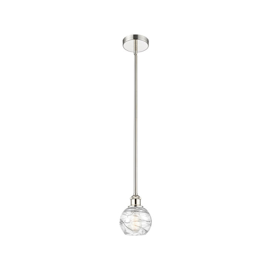 Innovations Athens Deco Swirl 6in 1-Light Mini Pendant | Industrial Polished Nickel Steel and Clear Deco Swirl Glass | Kitchen | Model 616-1S-PN-G1213-6CL