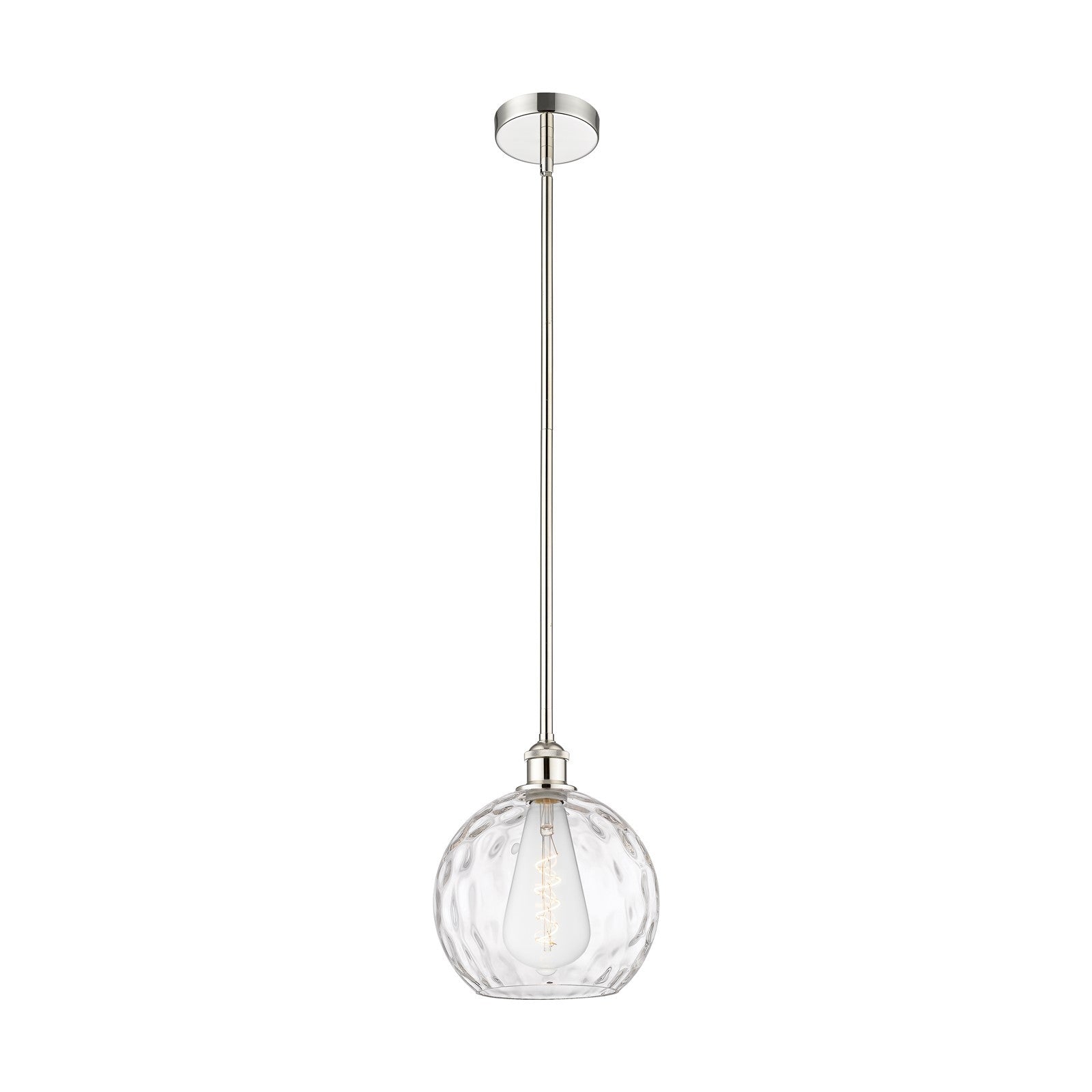 Innovations Athens Water Glass 10in 1-Light Mini Pendant | Industrial Polished Nickel and Clear Water Glass | Kitchen | Model 616-1S-PN-G1215-10-LED