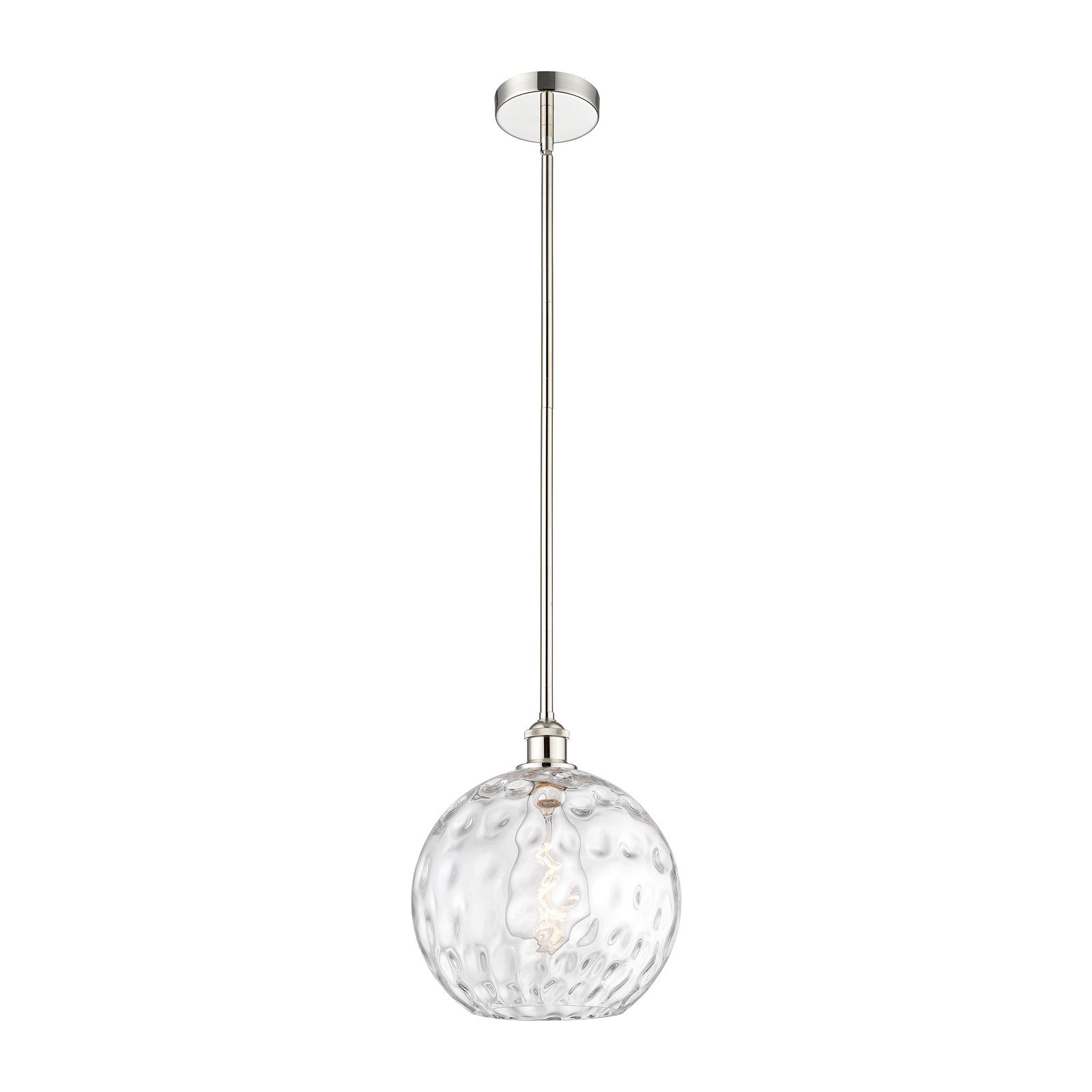 Innovations Athens Water Glass 12in 1-Light Mini Pendant | Industrial Polished Nickel and Clear Glass | Kitchen Island & Dining | Model 616-1S-PN-G1215-12