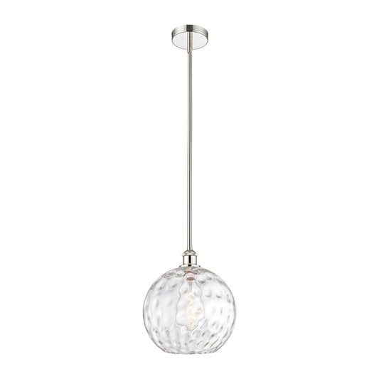 Innovations Athens Water Glass 12in 1-Light Mini Pendant | Industrial Polished Nickel and Clear Glass | Kitchen Island & Dining | Model 616-1S-PN-G1215-12