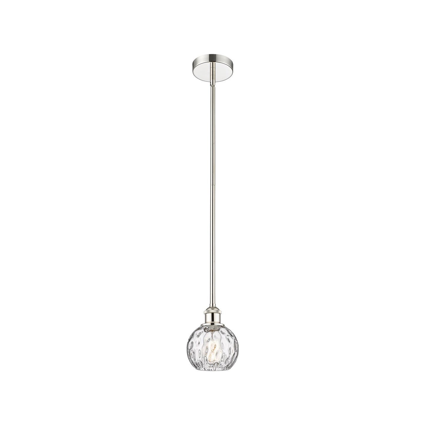 Innovations Athens Water Glass 6in 1-Light Mini Pendant | Industrial Polished Nickel Steel and Clear Water Glass | Kitchen | Model 616-1S-PN-G1215-6