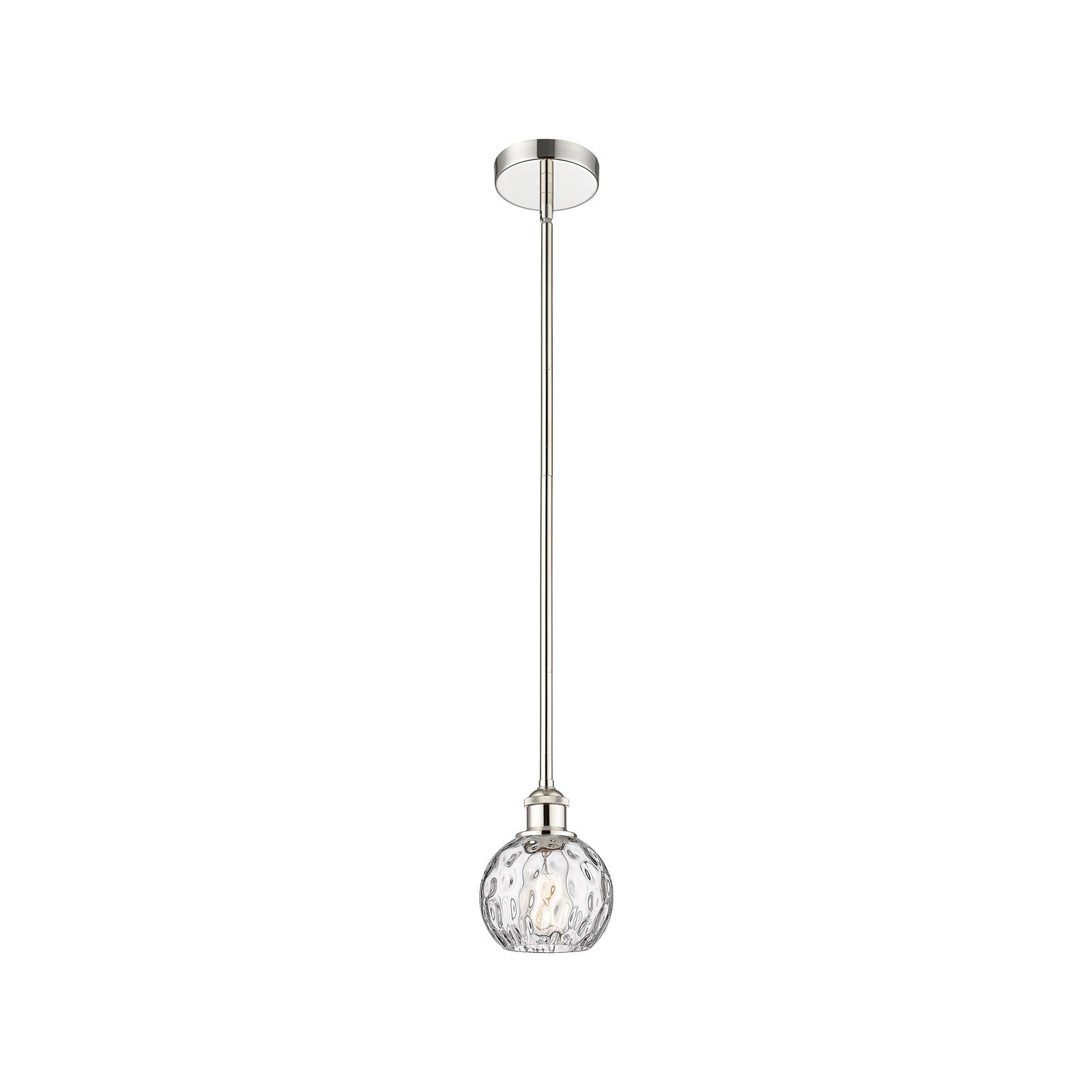 Innovations Athens Water Glass 6in 1-Light Mini Pendant | Industrial Polished Nickel Steel and Clear Water Glass | Kitchen | Model 616-1S-PN-G1215-6-LED