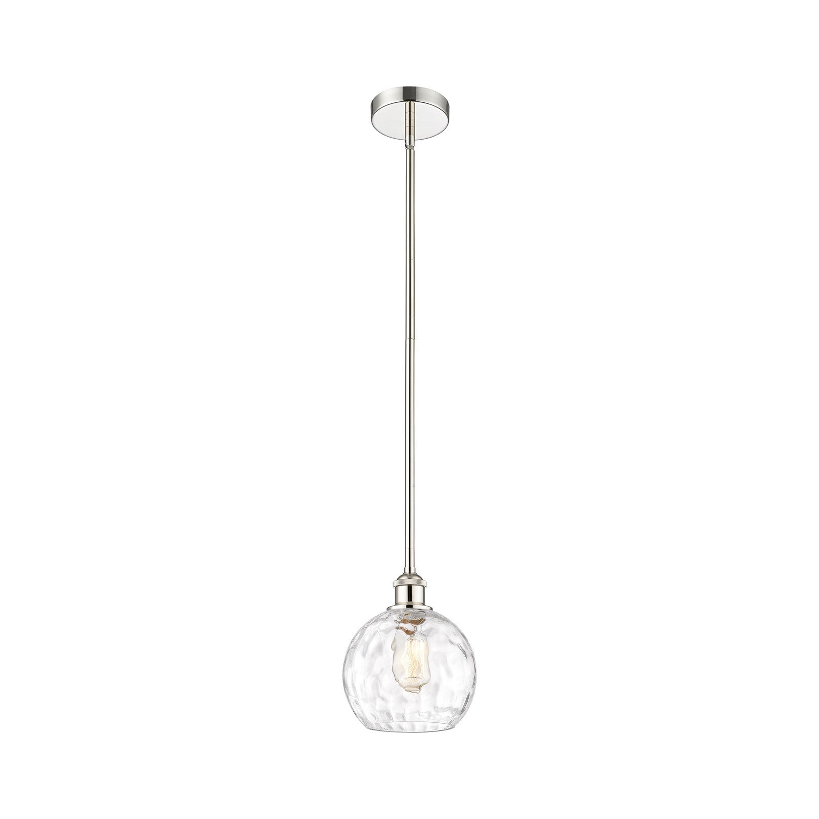 Innovations Athens Water Glass 8in 1-Light Mini Pendant | Industrial Polished Nickel and Clear Glass | Kitchen Island & Dining | Model 616-1S-PN-G1215-8