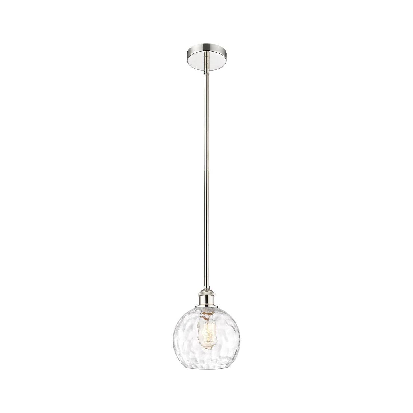Innovations Athens Water Glass 8in 1-Light Mini Pendant | Industrial Polished Nickel and Clear Glass | Kitchen Island & Dining | Model 616-1S-PN-G1215-8