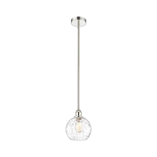 Innovations Athens Water Glass 8in 1-Light Mini Pendant | Industrial Polished Nickel Steel and Clear Water Glass | Kitchen | Model 616-1S-PN-G1215-8-LED