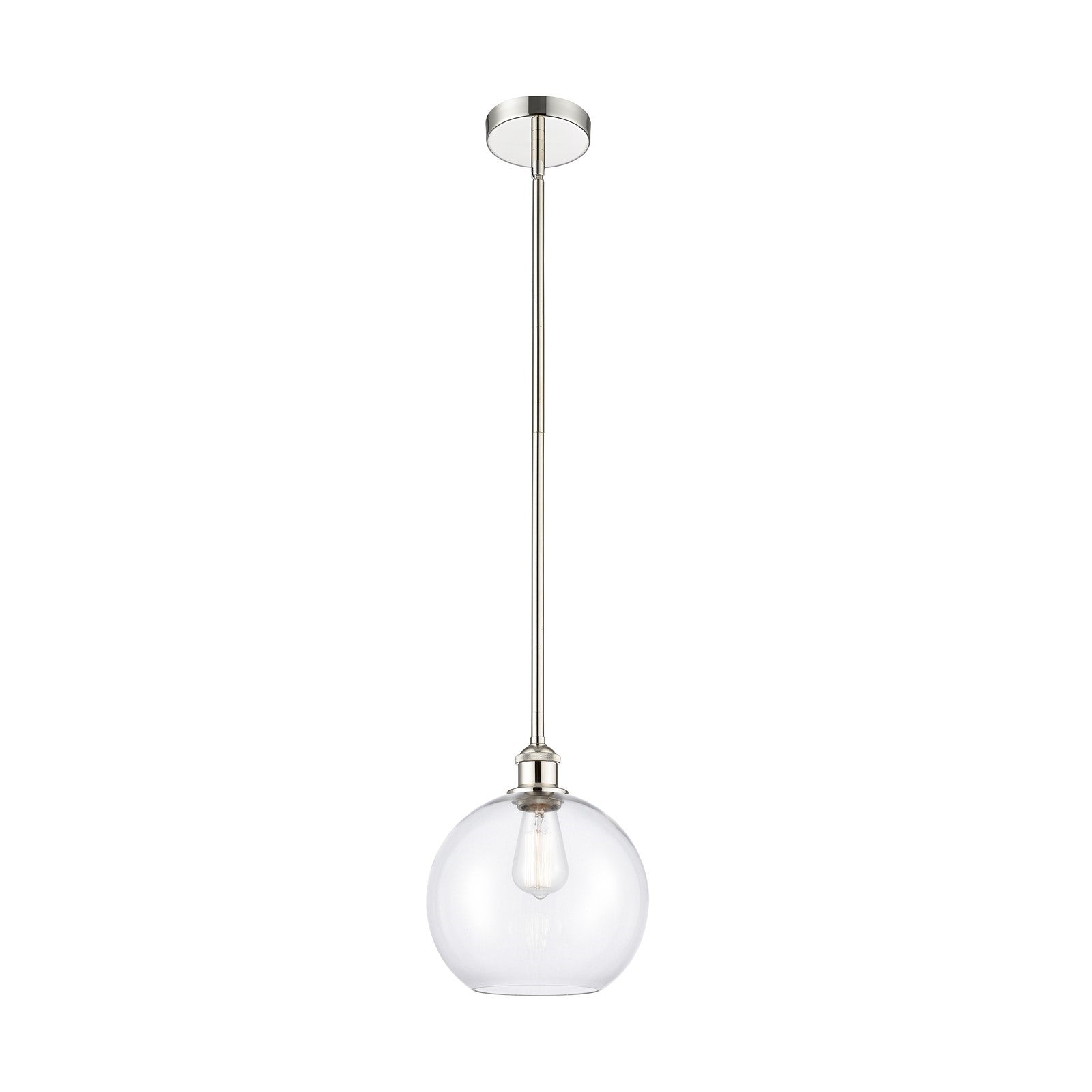 Innovations Athens 10in 1-Light Mini Pendant | Industrial Polished Nickel Steel and Clear Glass | Kitchen Island & Dining | Model 616-1S-PN-G122-10-LED