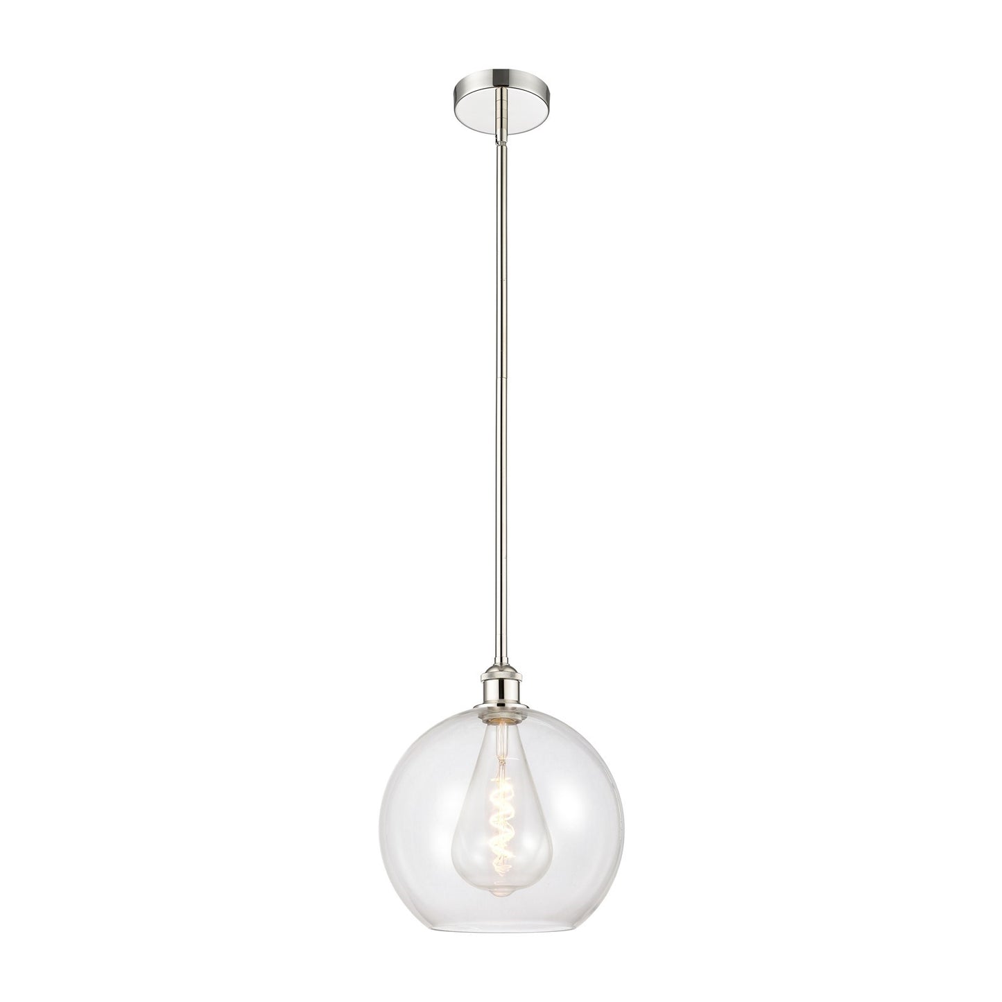 Innovations Athens 12in 1-Light Mini Pendant | Industrial Polished Nickel Steel and Clear Glass | Kitchen Island & Dining Room | Model 616-1S-PN-G122-12