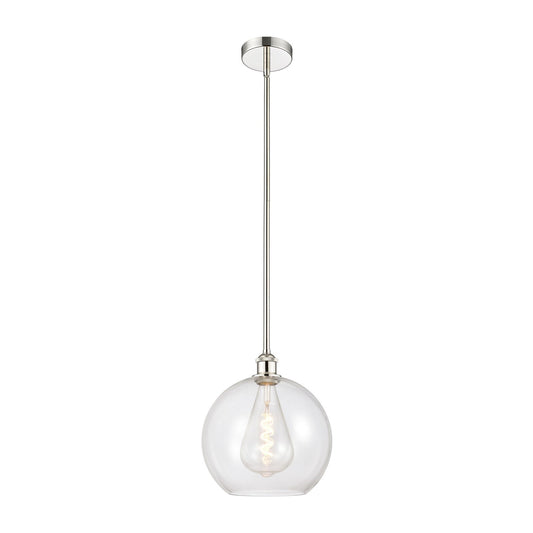 Innovations Athens 12in 1-Light Mini Pendant | Industrial Polished Nickel Steel and Clear Glass | Kitchen Island & Dining Room | Model 616-1S-PN-G122-12