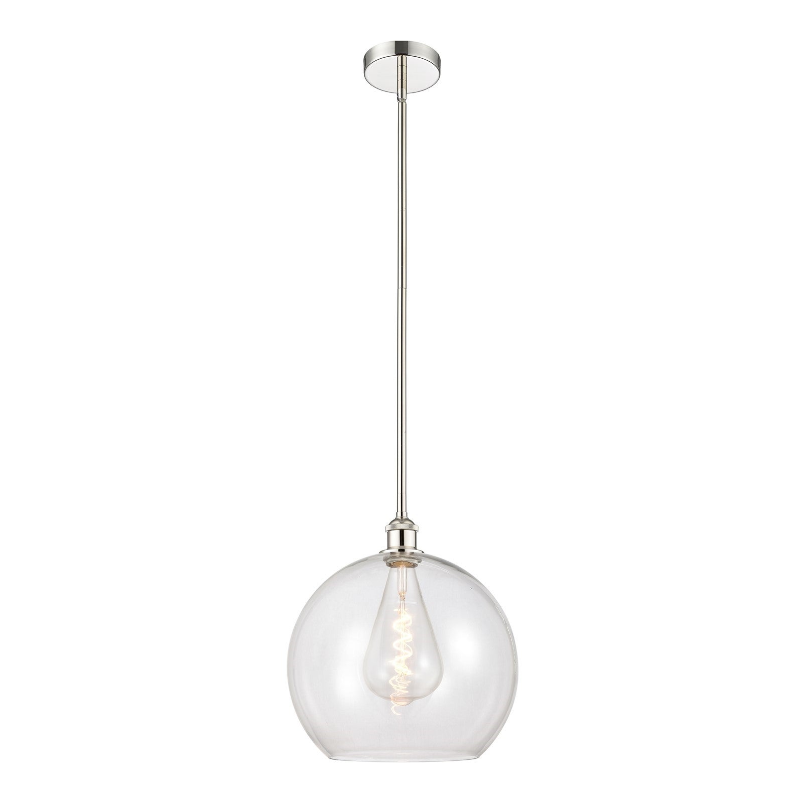Innovations Athens 14in 1-Light Pendant | Industrial Polished Nickel Steel and Clear Glass | Kitchen Island & Dining Room | Model 616-1S-PN-G122-14