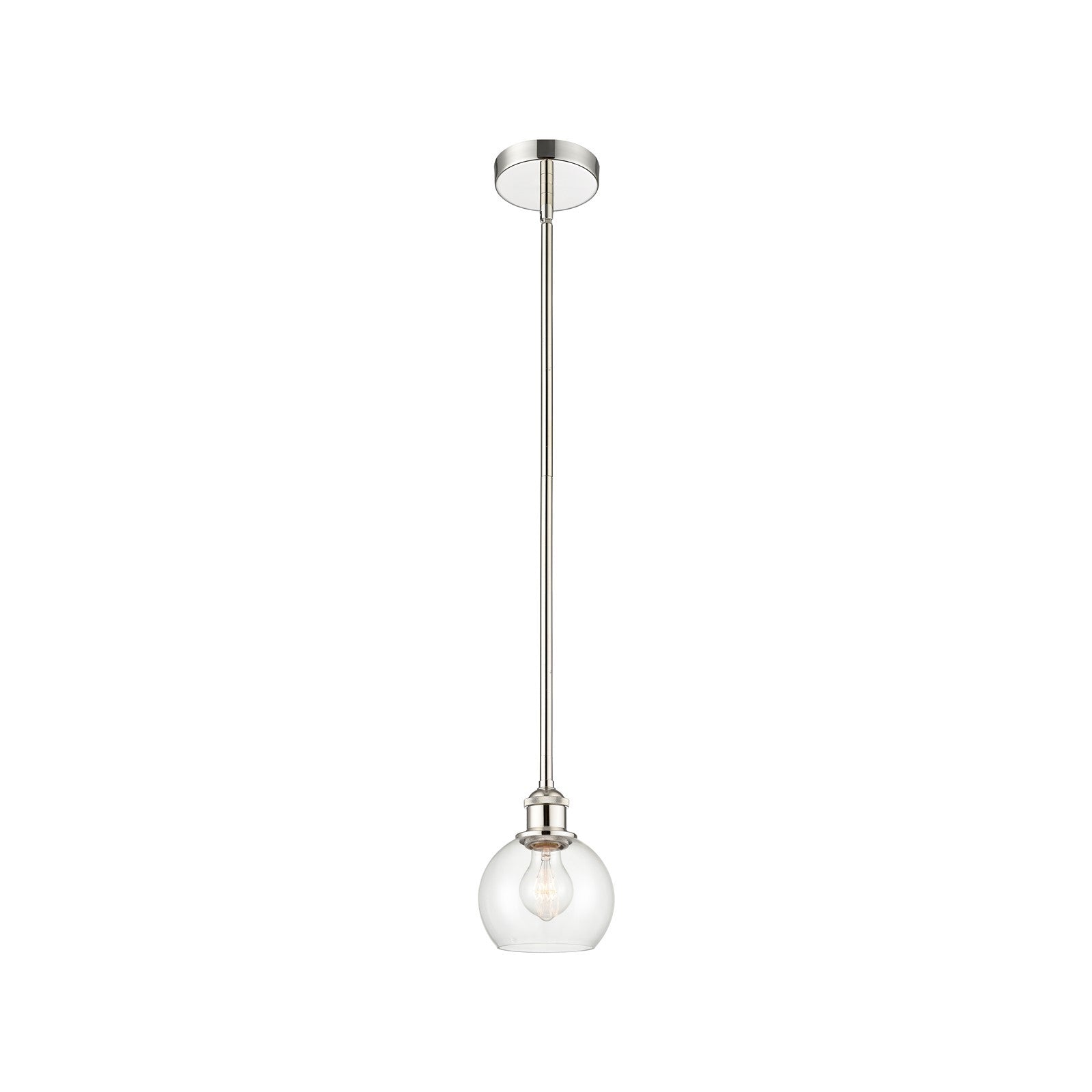 Innovations Athens 6in 1-Light Mini Pendant | Industrial Polished Nickel Steel and Clear Glass | Kitchen Island & Dining Room | Model 616-1S-PN-G122-6-LED
