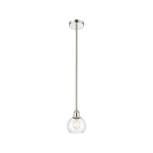 Innovations Athens 6in 1-Light Mini Pendant | Industrial Polished Nickel Steel and Clear Glass | Kitchen Island & Dining Room | Model 616-1S-PN-G122-6-LED