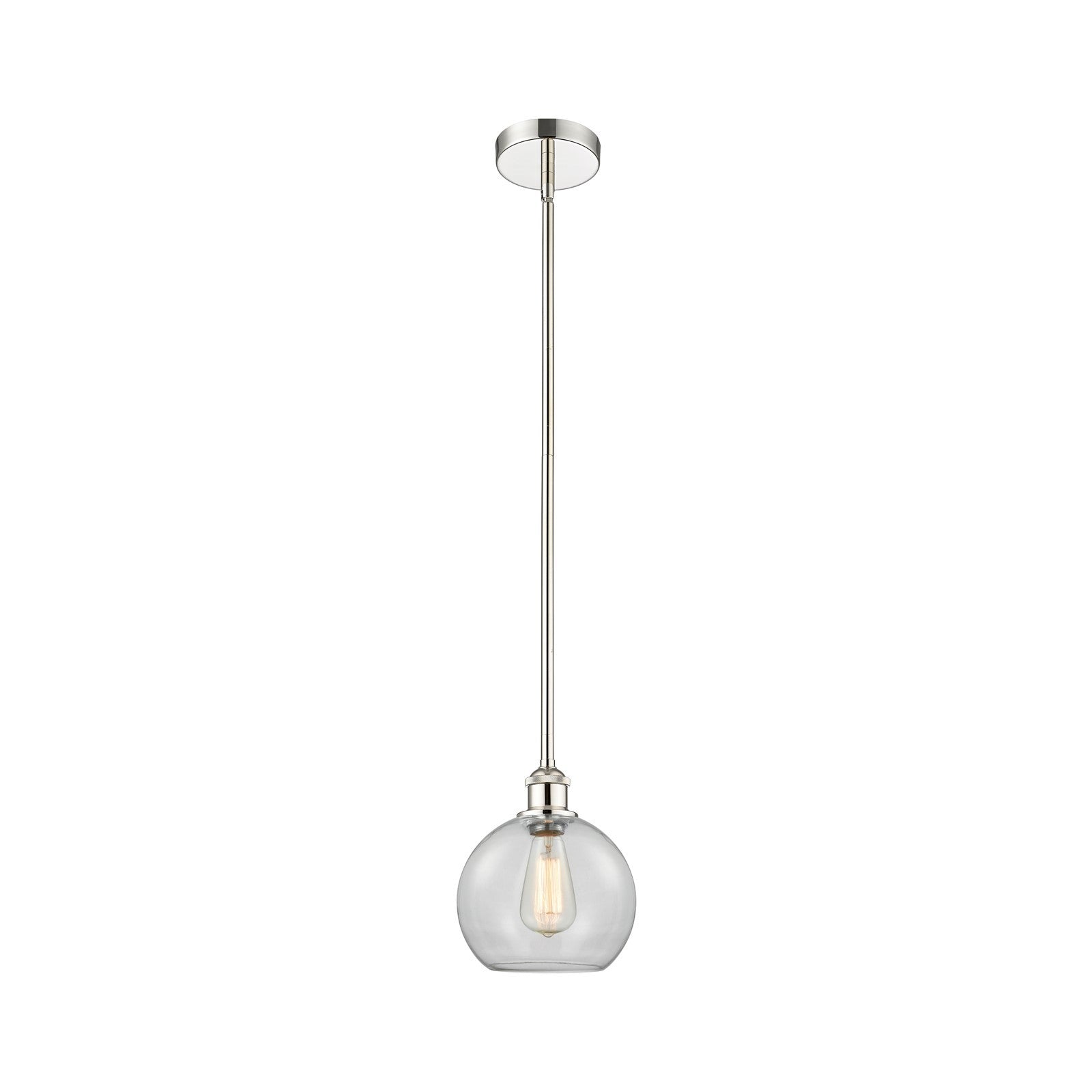 Innovations Athens 8in 1-Light Mini Pendant | Industrial Polished Nickel Steel and Clear Glass | Kitchen Island & Dining Room | 8 | Model 616-1S-PN-G122-8