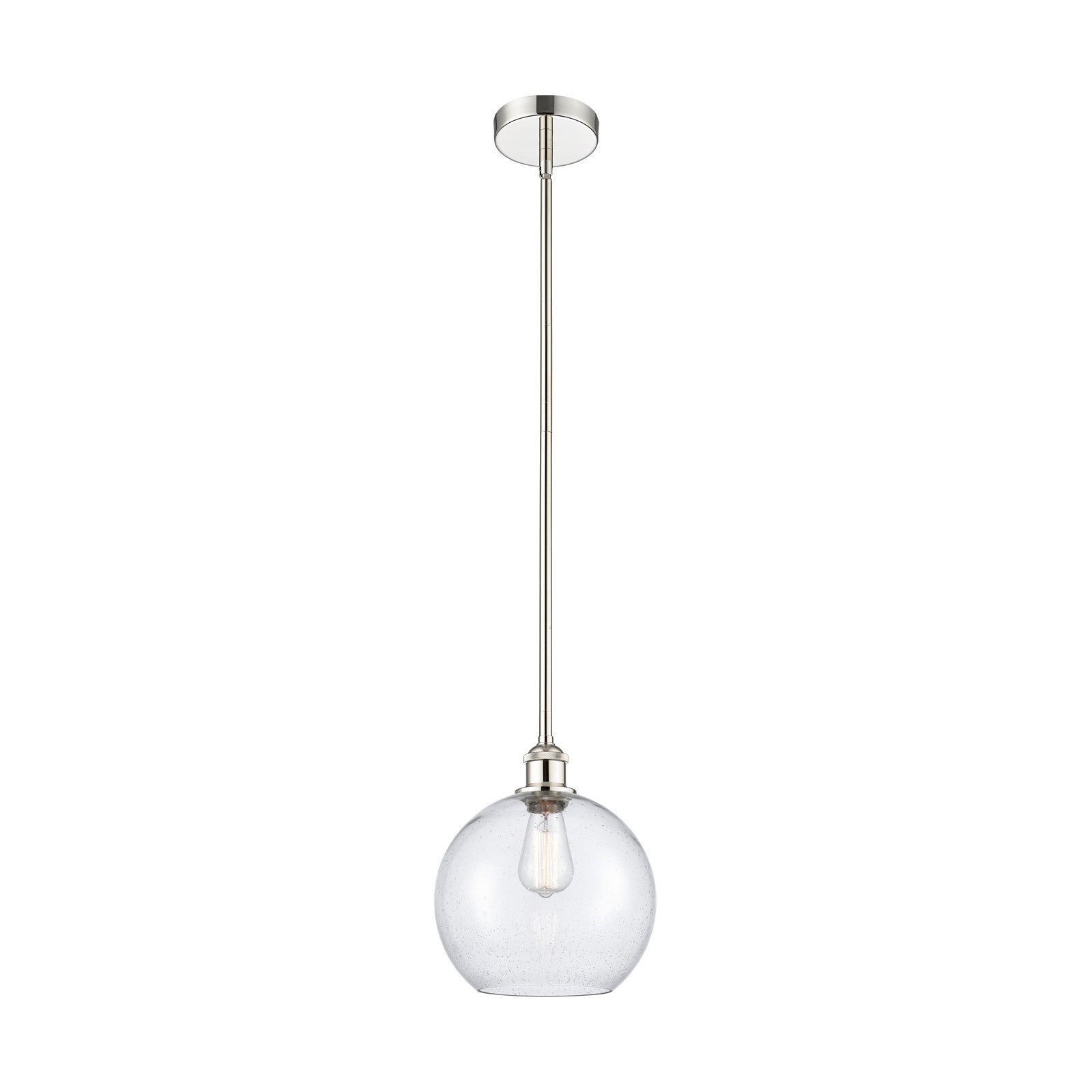 Innovations Athens 10in 1-Light Mini Pendant | Industrial Polished Nickel Steel and Seedy Glass | Kitchen Island & Dining Room | Model 616-1S-PN-G124-10