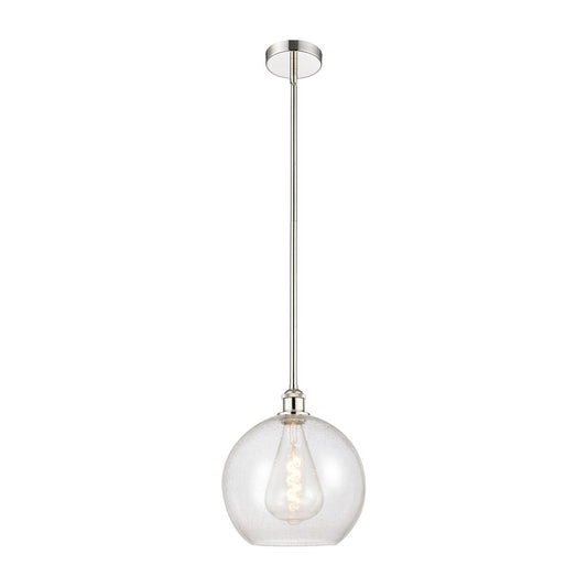 Innovations Athens 12in 1-Light Mini Pendant | Industrial Polished Nickel Steel and Seedy Glass | Kitchen Island & Dining | Model 616-1S-PN-G124-12-LED